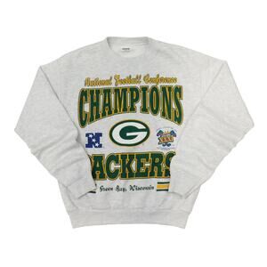 Vintage Champions NFL Packers Grey Crewneck Sweatshirt Size 16/18